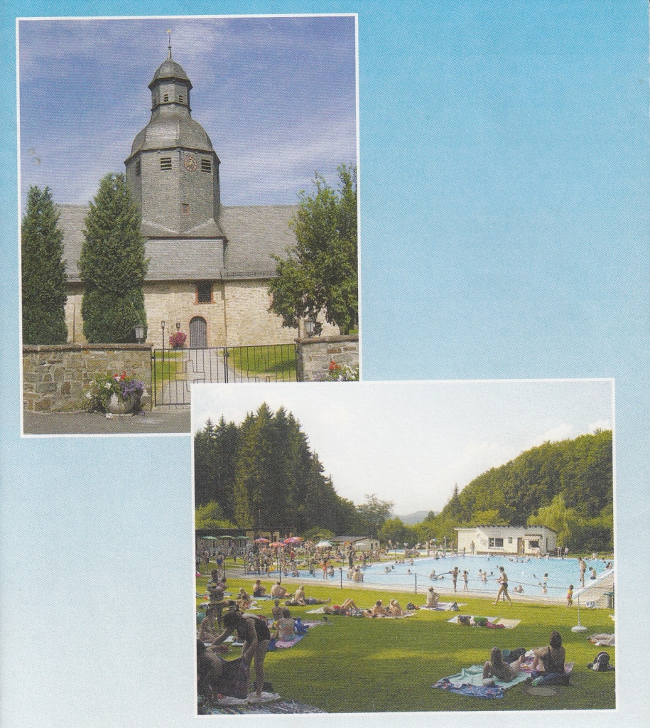 Kirche und das idyllisch gelegene Waldschwimmbad von Kirchvers